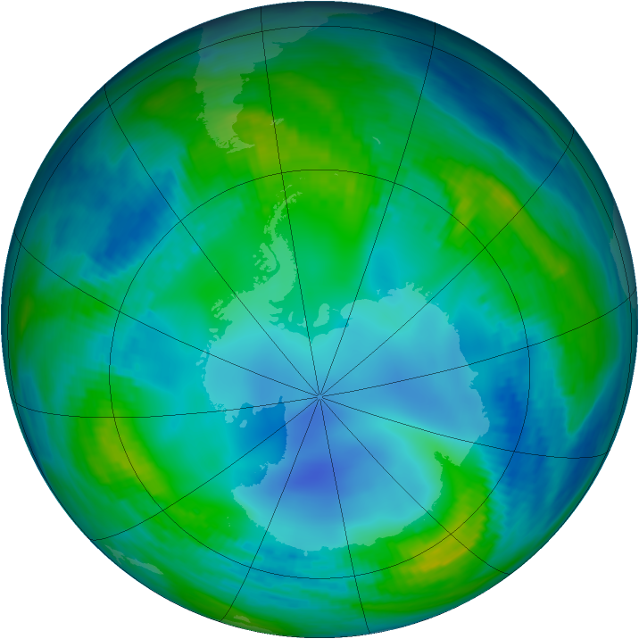 Antarctic ozone map for 16 May 1987